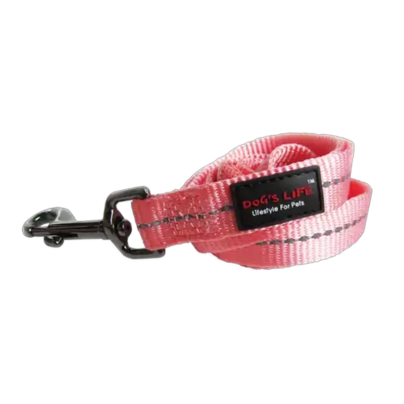 Dog's Life Pink Supersoft Reflective Webbing Lead (X Large)
