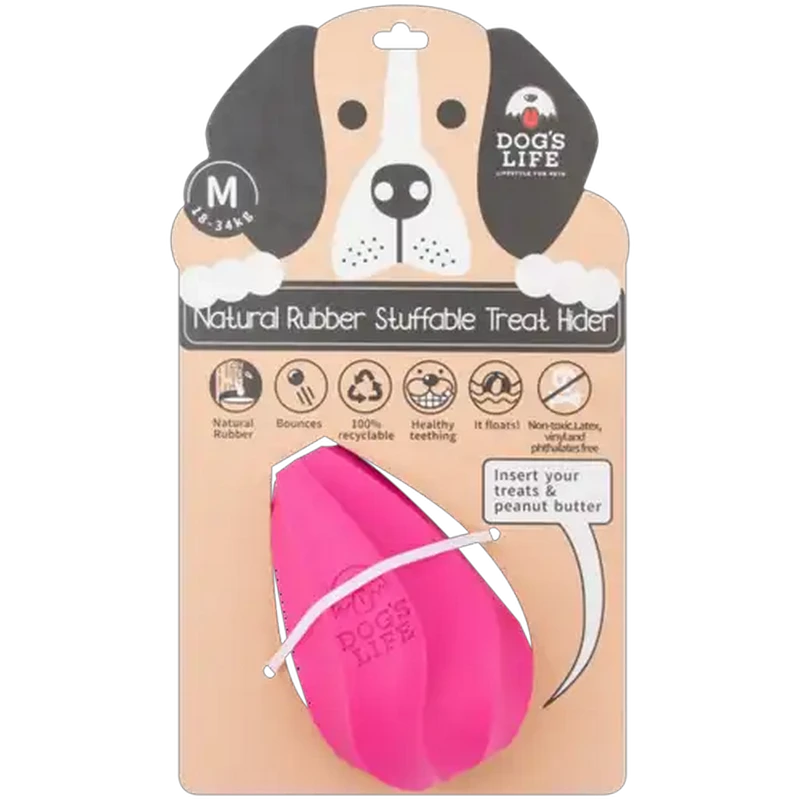 Dog's Life Small Hot Pink Natural Rubber Stuffable Dog Toy