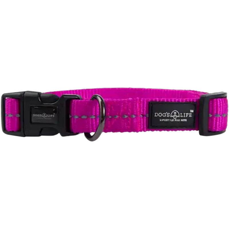 Dog's Life Small Magenta Webbing Dog Collar