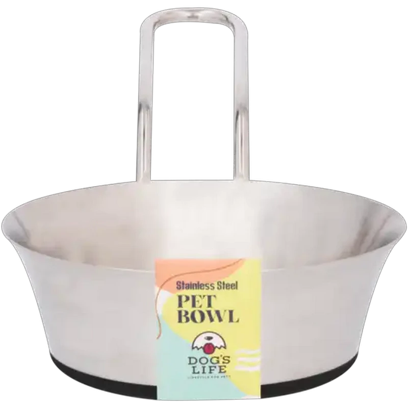 Dog's Life Small Stainless Steel Pet Bowl With Handle