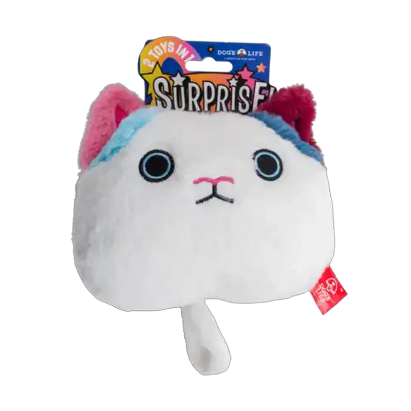 Dog's Life White Cat 2-In-1 Surprise Dog Toy
