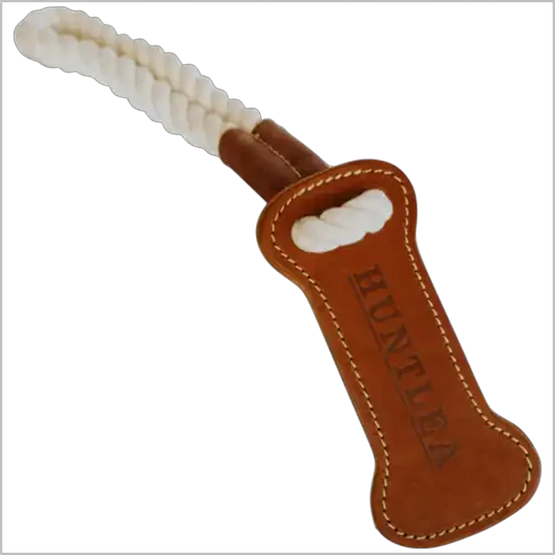 Huntlea Tan Double Leather Bone Dog Tug Toy Large