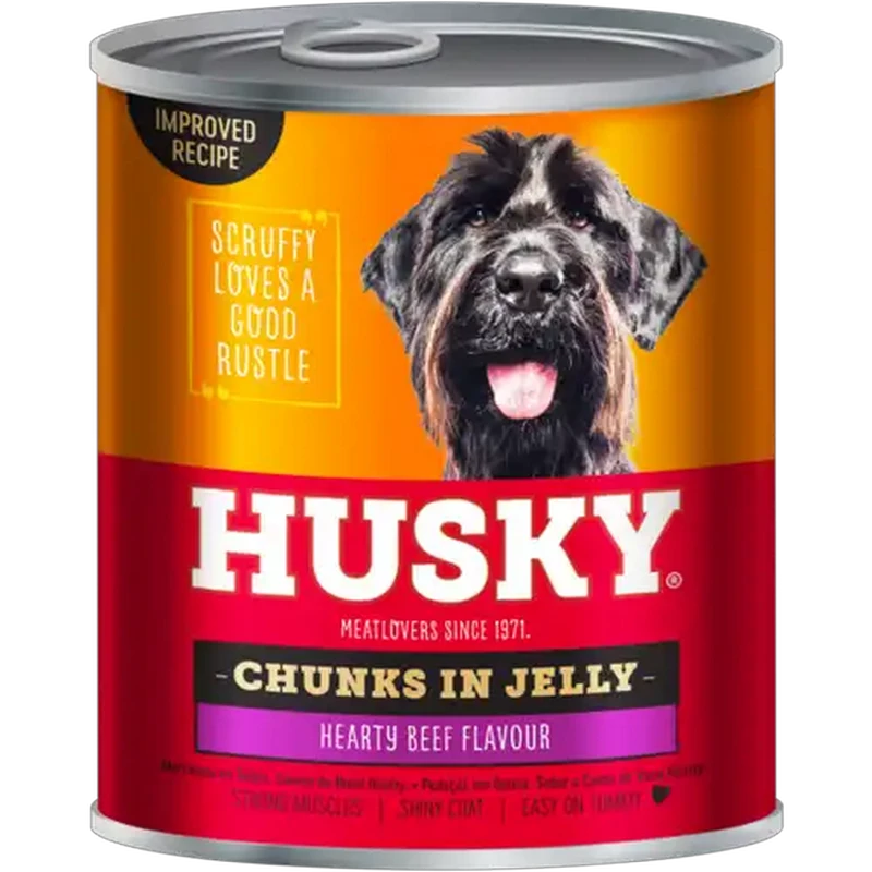 Husky Hearty Beef Flavour Chunks In Jelly Adult Dog Food 775g
