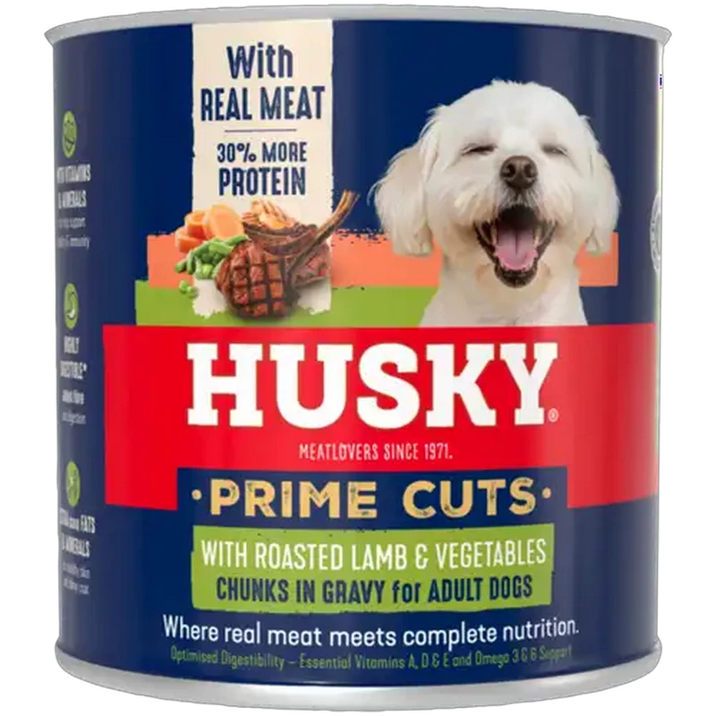 Husky Prime Cuts Roasted Lamb & Vegetables Adult Wet Dog Food Chunks in Gravy 775g