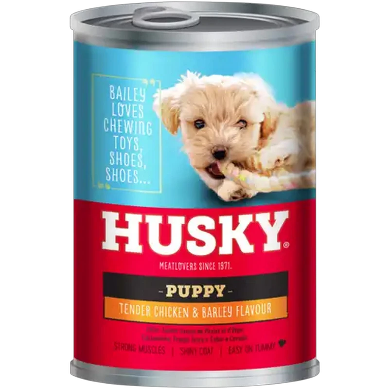 Husky Tender Chicken & Barley Flavoured Puppy Food Can 400g