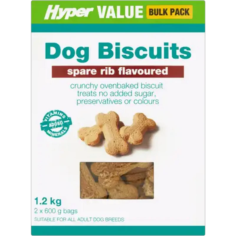 Hyper Value Spare Rib Flavoured Dog Biscuits 2 x 600g