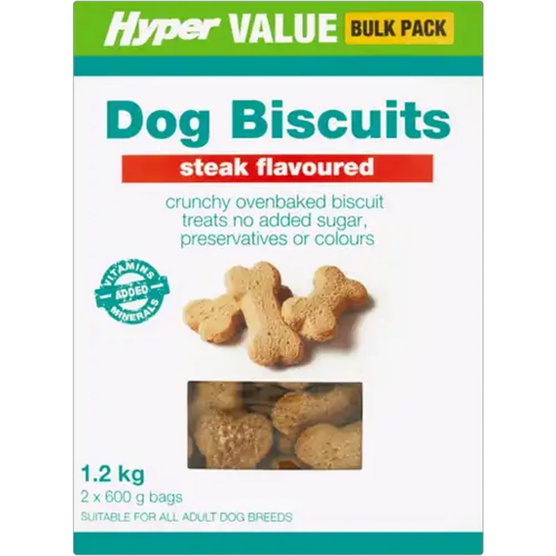 Hyper Value Steak Flavoured Dog Biscuits 2 x 600g