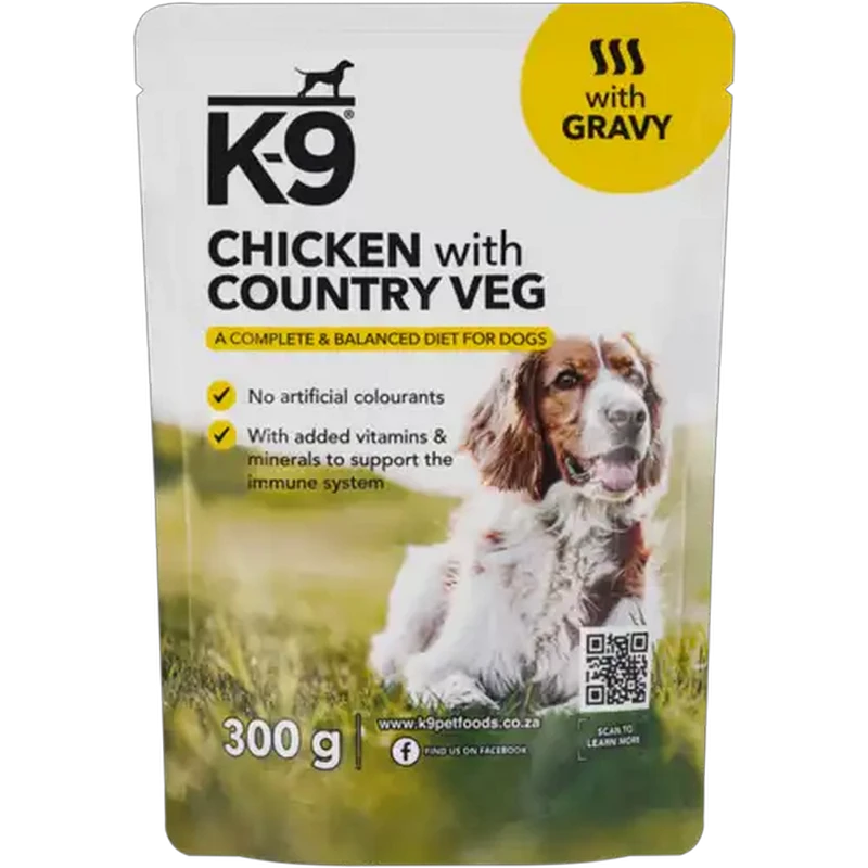 K-9 All Chicken with Country Veg in Gravy Adult Wet Dog Food 300g