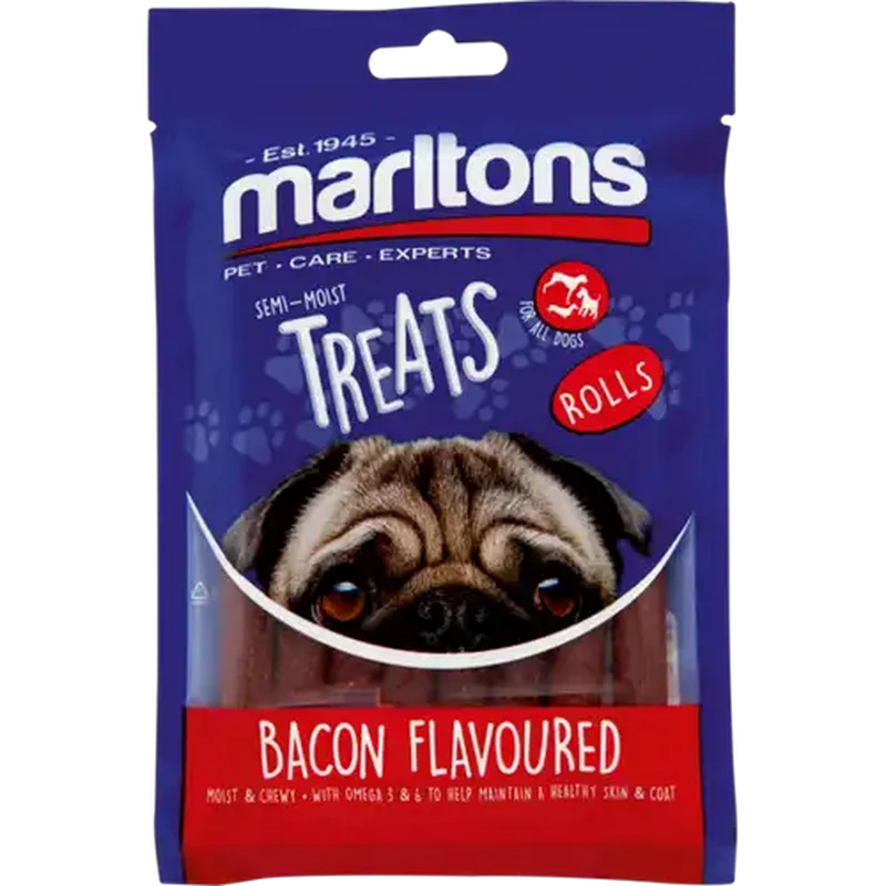 Marltons Semi-Moist Bacon Roll Dog Treats 120g
