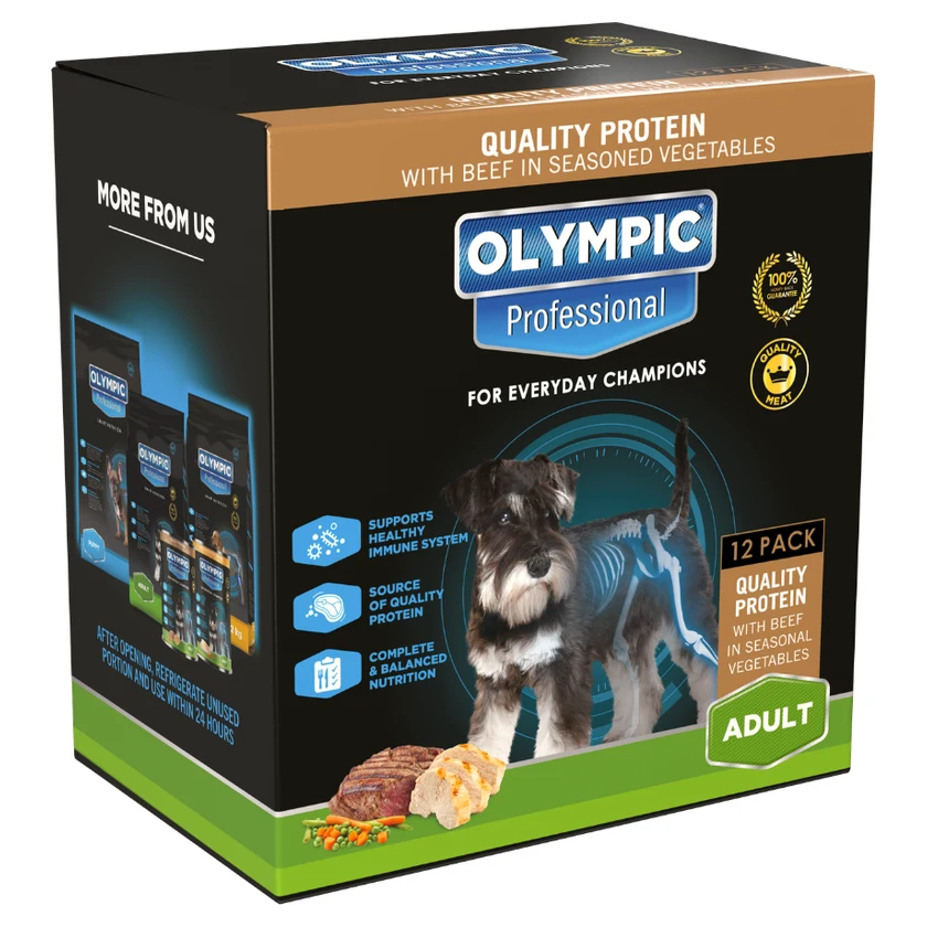 Olympic Professional Beef Adult Wet Dog Food in Seasonal Vegetables 12 x 85g