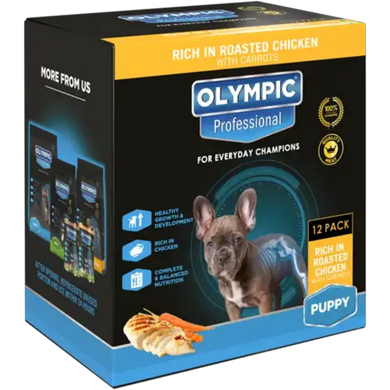Olympic Professional Roasted Chicken Puppy Wet Dog Food with Carrots 12 x 85g