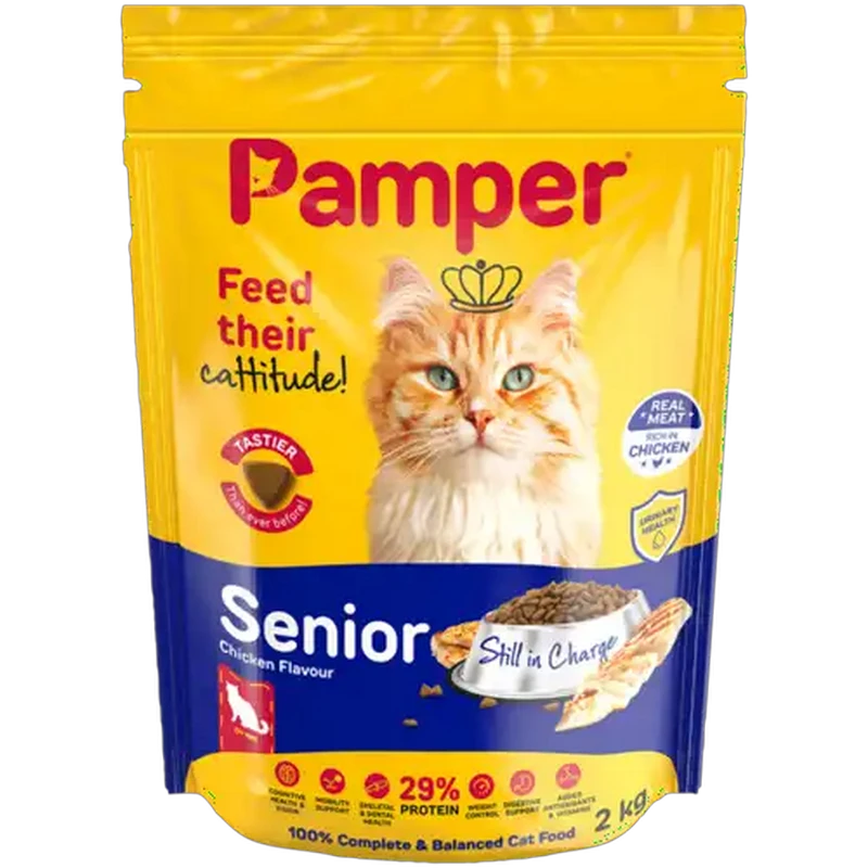 Pamper Chicken Flavour Senior Dry Cat Food 2kg