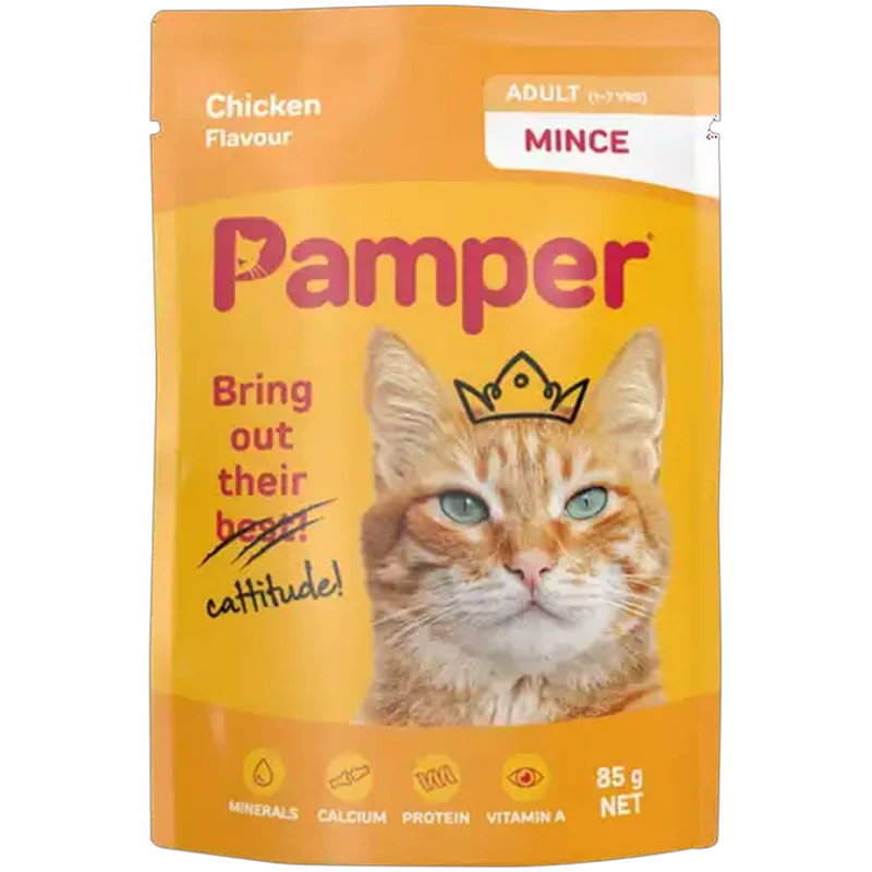Pamper Chicken Mince Cat Food 85g