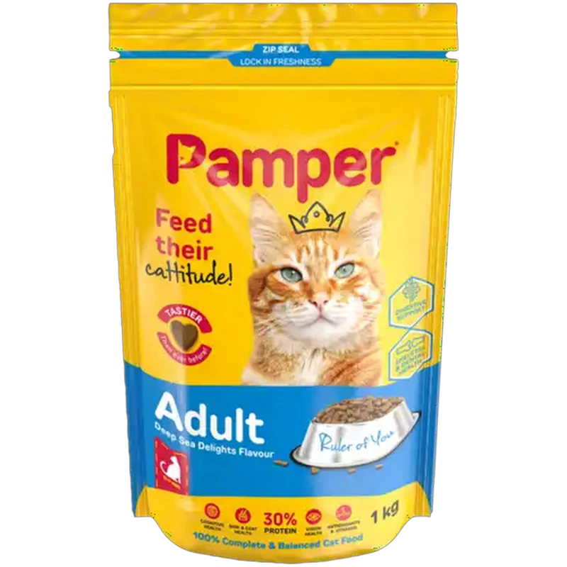 Pamper Deep Sea Delights Flavour Adult Dry Cat Food 1kg