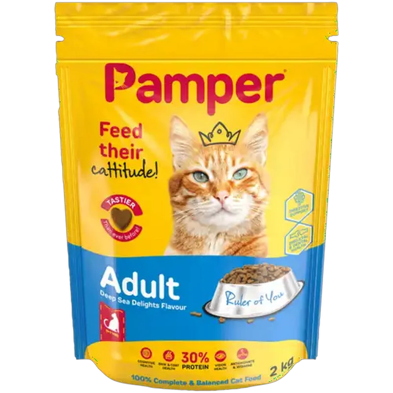 Pamper Deep Sea Delights Flavour Adult Dry Cat Food 2kg