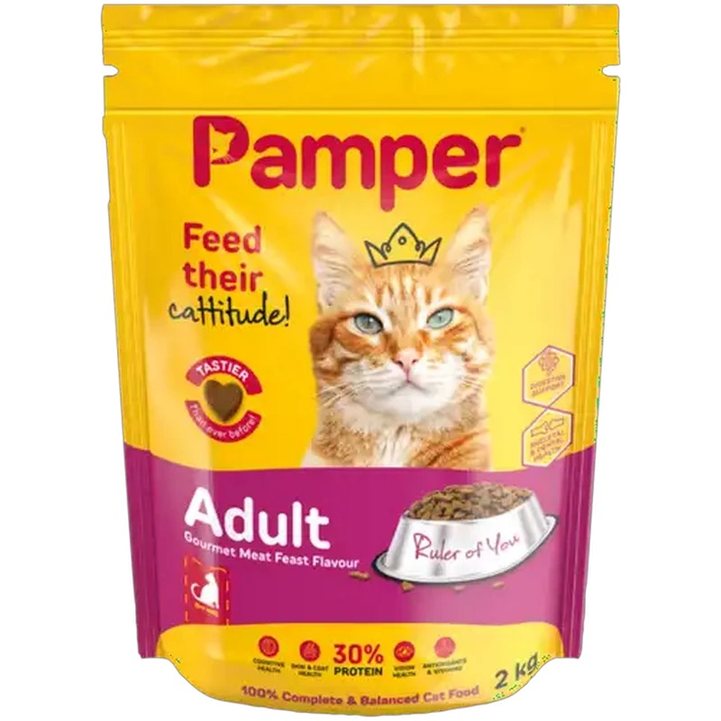 Pamper Gourmet Meat Feast Flavour Adult Dry Cat Food 2kg