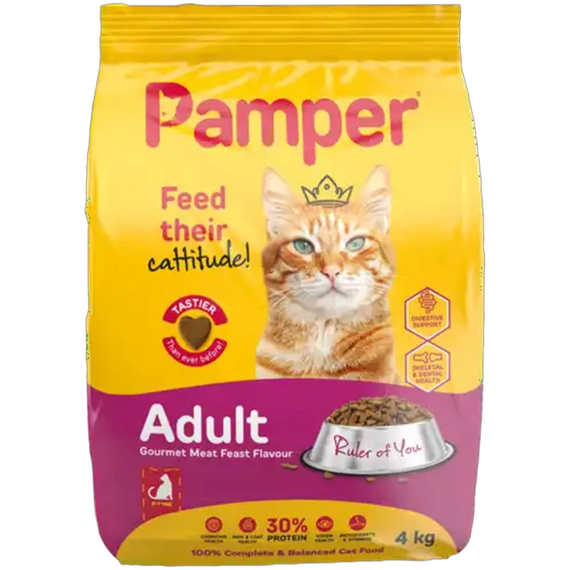 Pamper Gourmet Meat Feast Flavour Adult Dry Cat Food 4kg