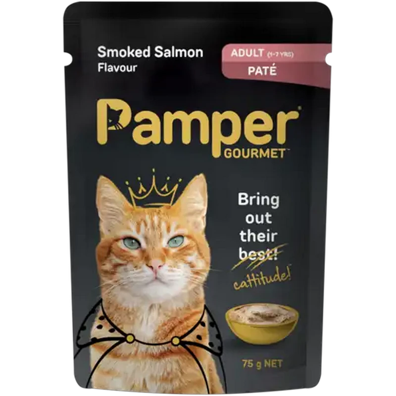 Pamper Gourmet Smoked Salmon Flavour Adult Wet Cat Food 75g