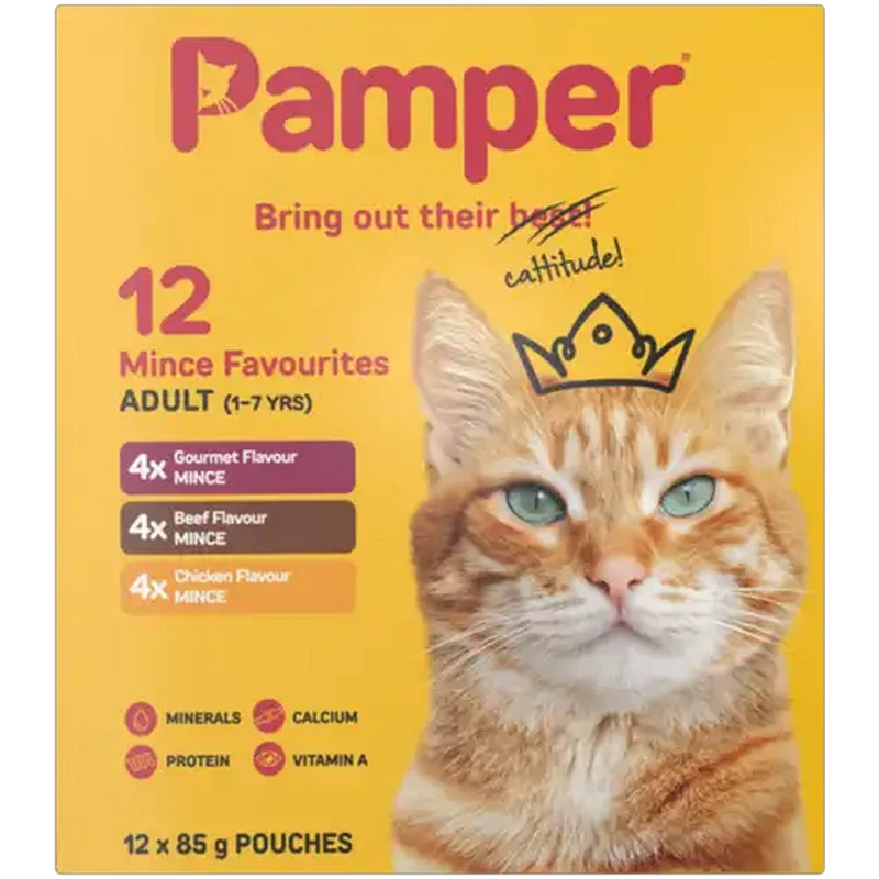 Pamper Mince Favourites Wet Cat Food Multipack 12 x 85g