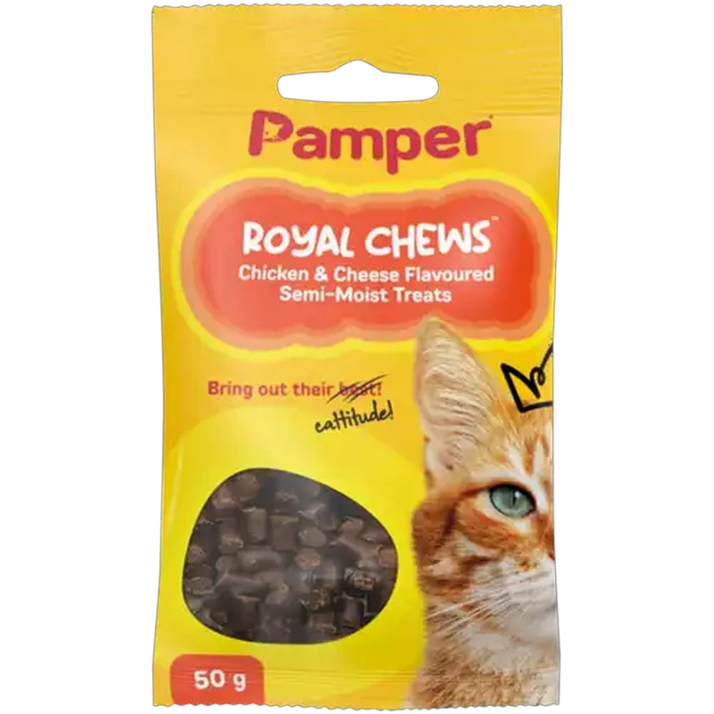 Pamper Royal Chews Chicken & Cheese Flavoured Semi-Moist Treats 50g