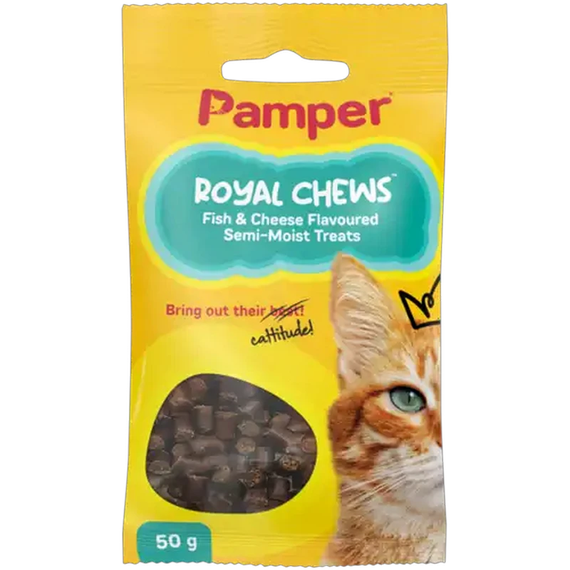 Pamper Royal Chews Fish & Cheese Flavoured Semi-Moist Treats 50g
