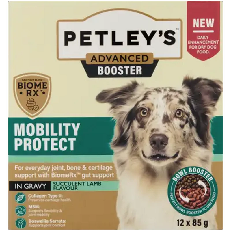 Petley's Advanced Booster Succulent Lamb Flavour Mobility Protect Wet Dog Food in Gravy 12 x 85g