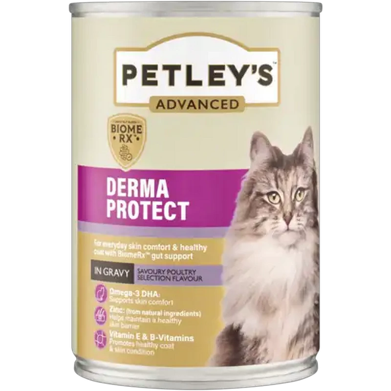 Petley's Advanced Savoury Poultry Selection Flavour Derma Protect Cat Food in Gravy 375g