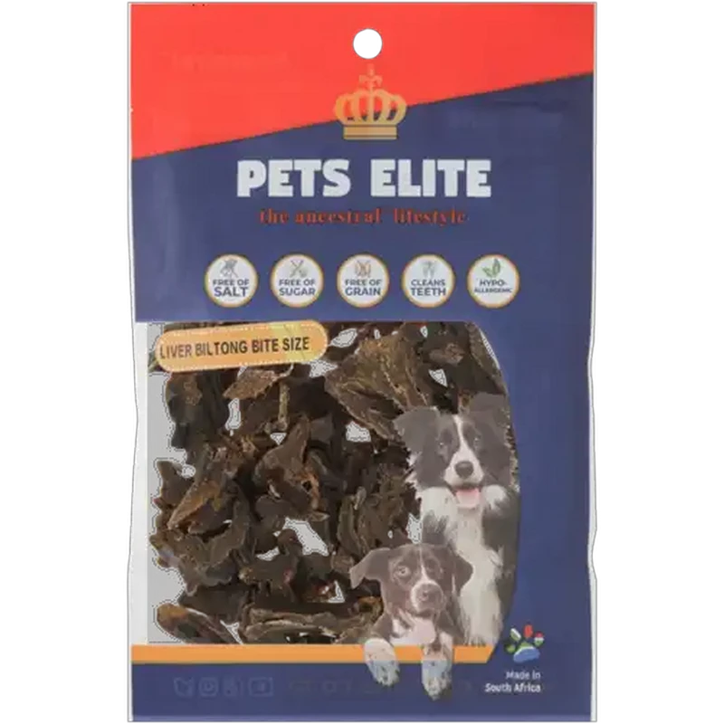 Pets Elite Bites Size Liver Biltong Dog Treat 100g