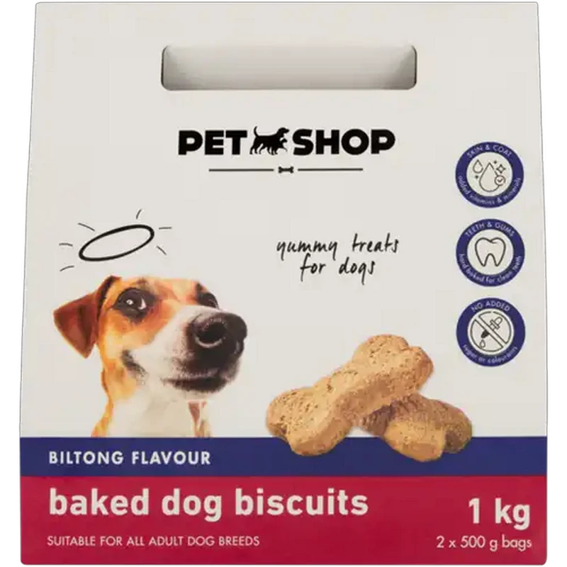 Petshop Biltong Flavour Baked Dog Biscuits 1kg