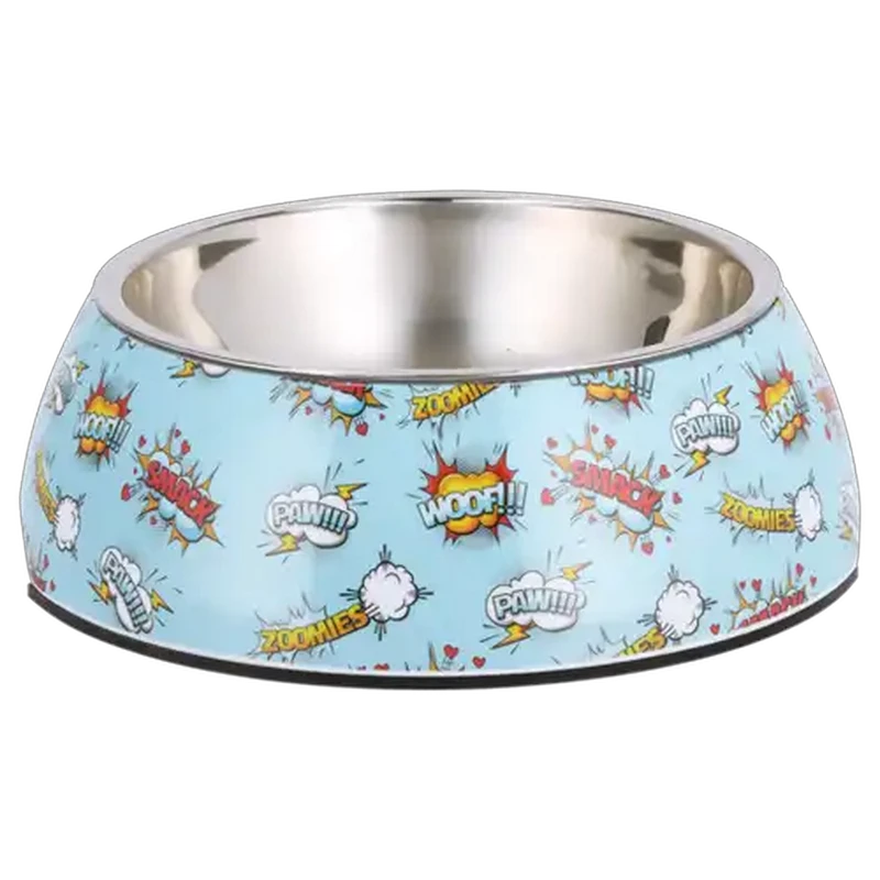 Petshop Blue Large Super Melamine & Stainless Steel Pet Bowl