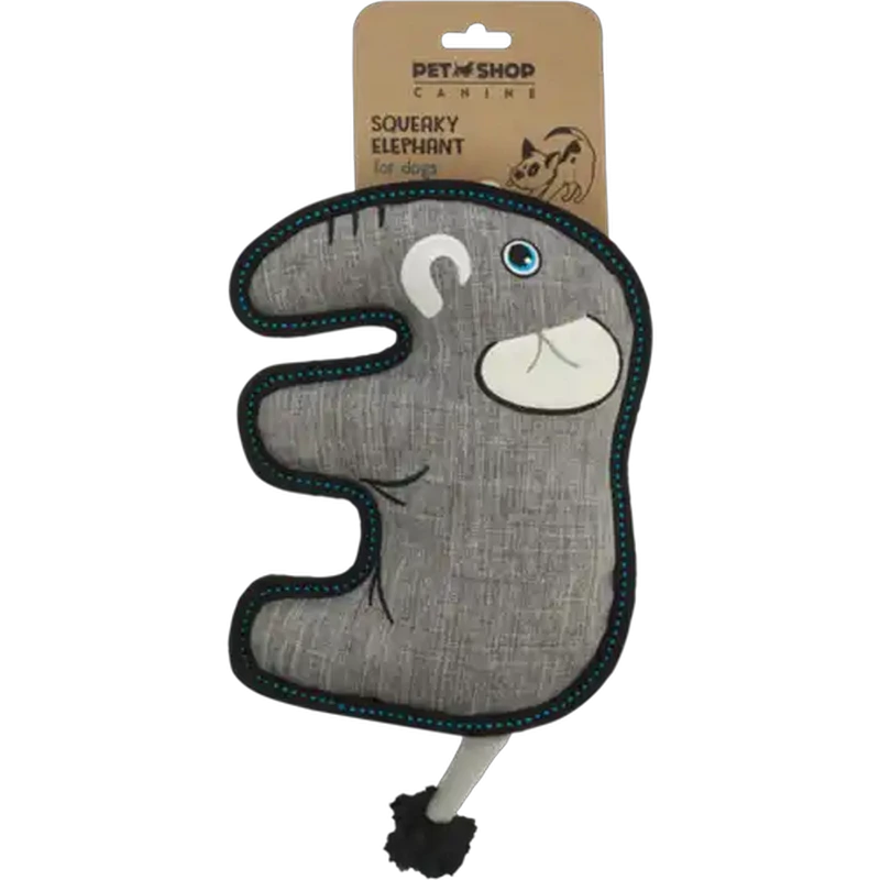 Petshop Canine Grey Squeaky Elephant Plush Dog Toy