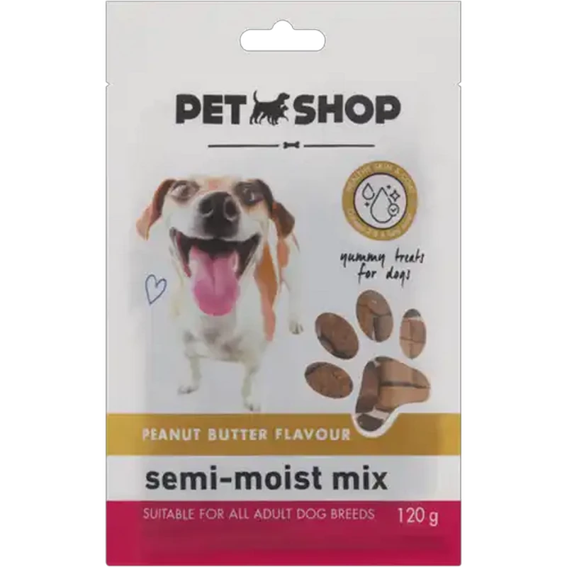Petshop Peanut Butter Flavour Semi-Moist Dog Treat Mix 120g