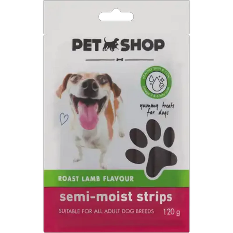 Petshop Roast Lamb Flavour Semi-Moist Dog Treat Strips 120g