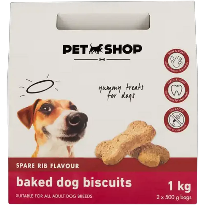 Petshop Spare Rib Flavour Baked Dog Biscuits 1kg