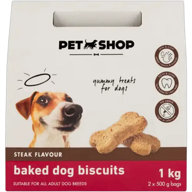 Petshop Steak Flavour Baked Dog Biscuits 1kg