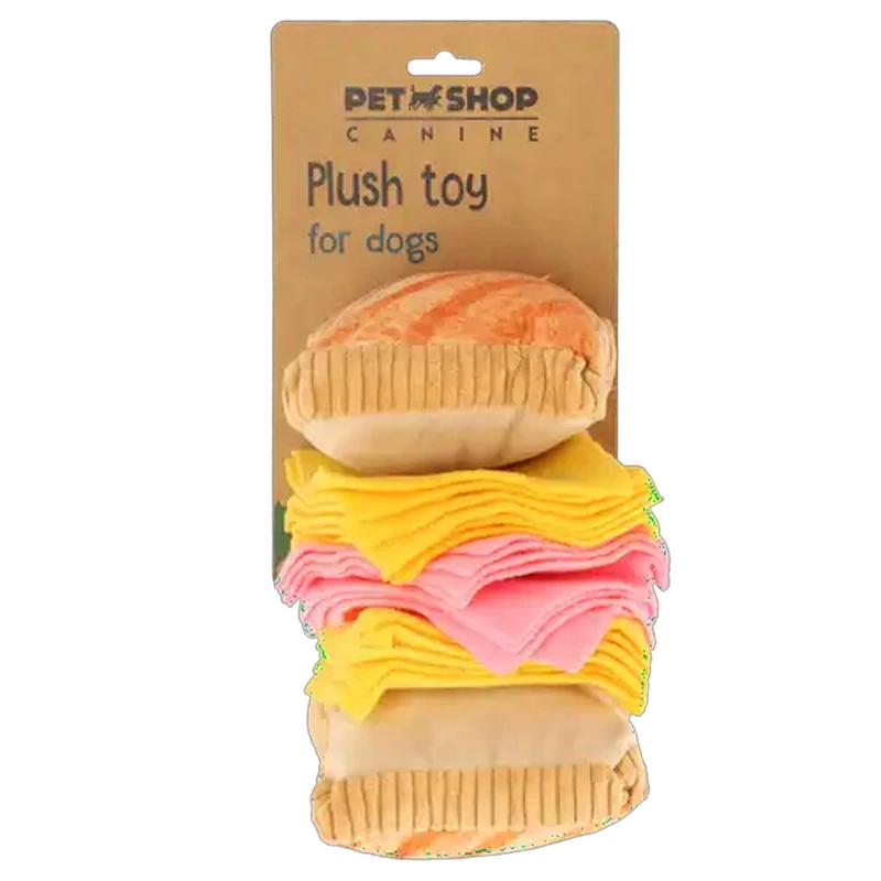 Petshop Yellow & Pink Ham Sandwich Dog Toy