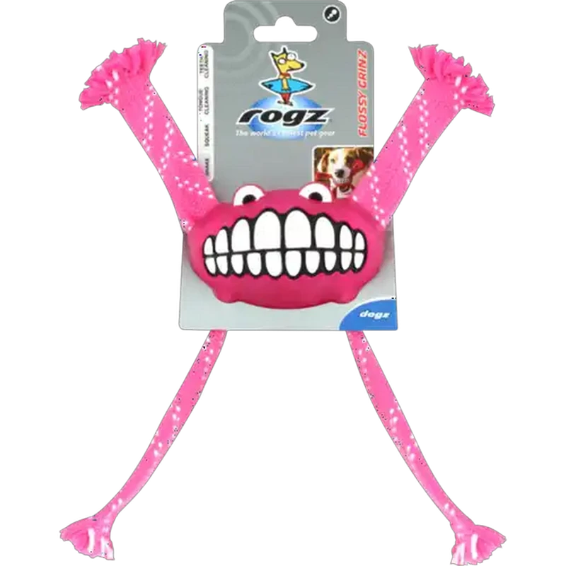 Rogz Flossy Grinz Medium Pink Dog Toy 21cm