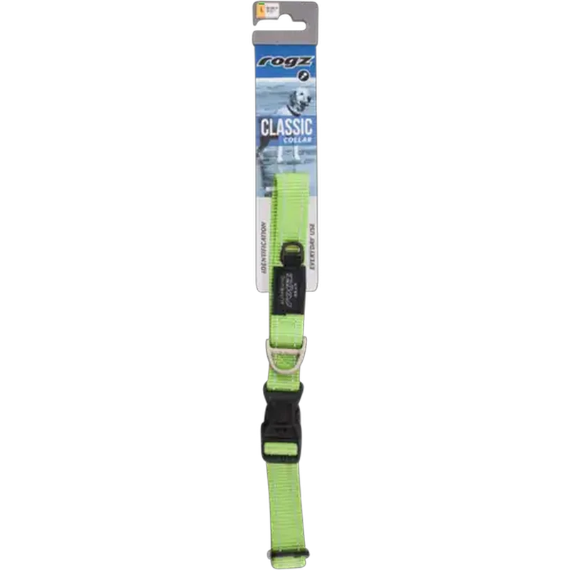 Rogz Large Lime Classic Dog Collar