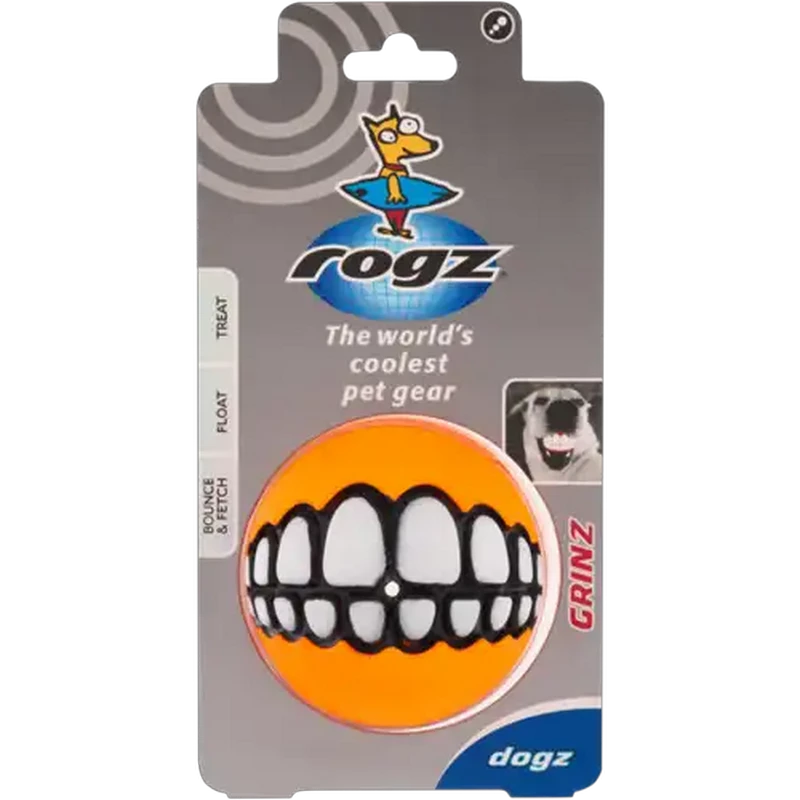 Rogz Large Orange Grinz Dog Fetch Ball