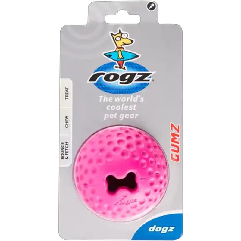 Rogz Large Pink Gumz Dog Ball Treat Toy