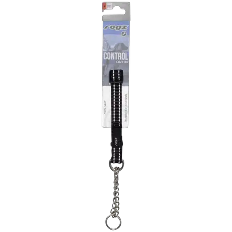 Rogz Medium Black Control Chain Dog Collar