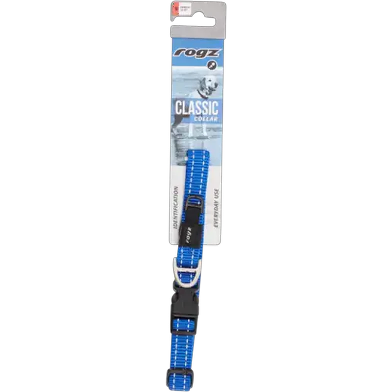 Rogz Medium Blue Classic Dog Collar
