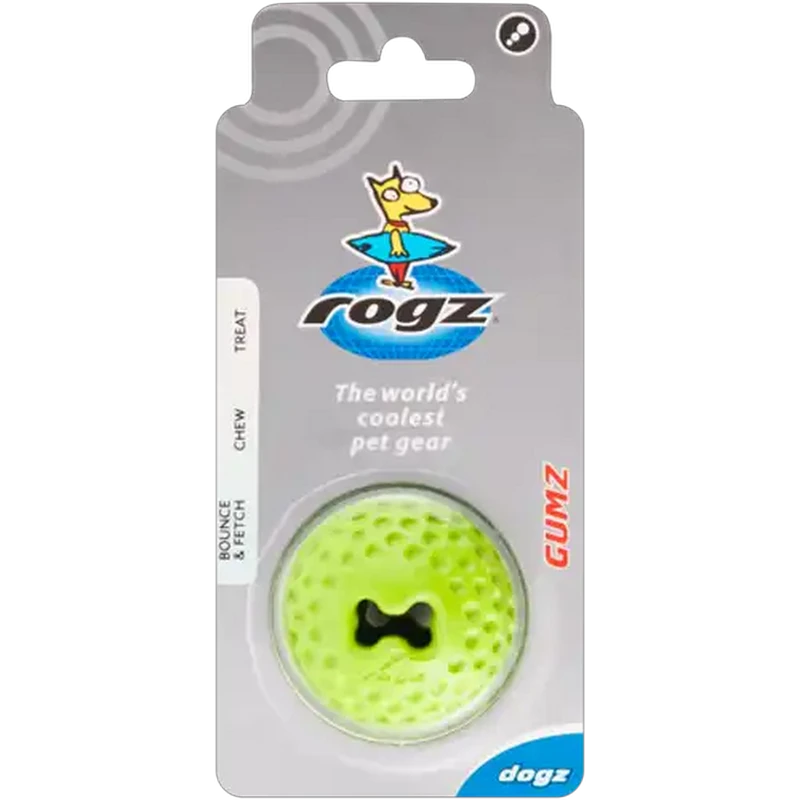 Rogz Small Lime Gumz Dog Ball Treat Toy