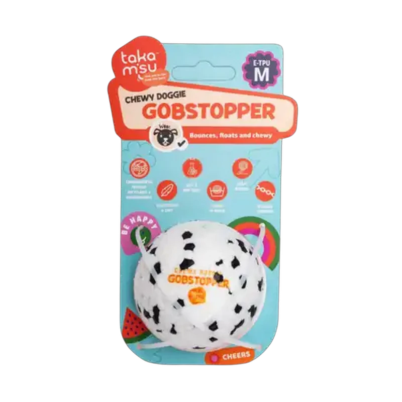 Takamisu Black Spots Chewy Doggie Gobstopper Medium Dog Toy