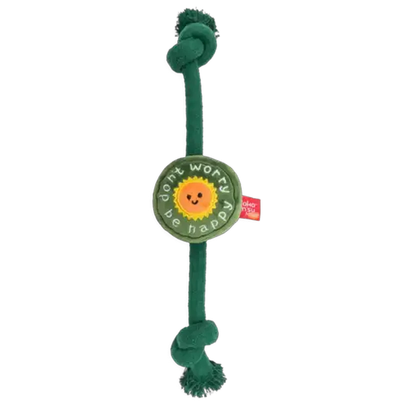 Takamisu Green Don't Worry Rope/Plush Dog Toy