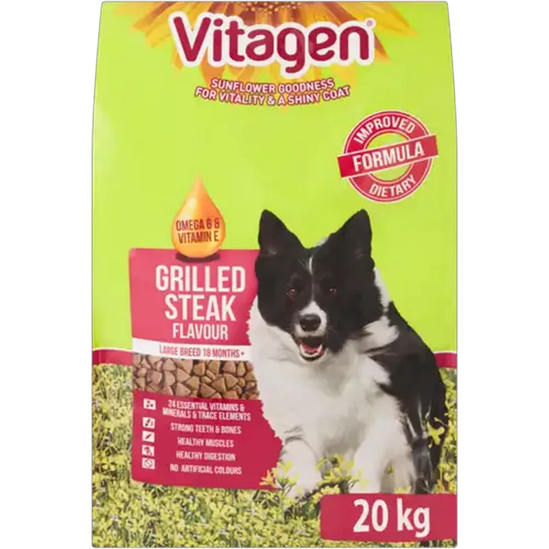 Vitagen Grilled Steak Flavour Large Adult Dry Dog Food 20kg
