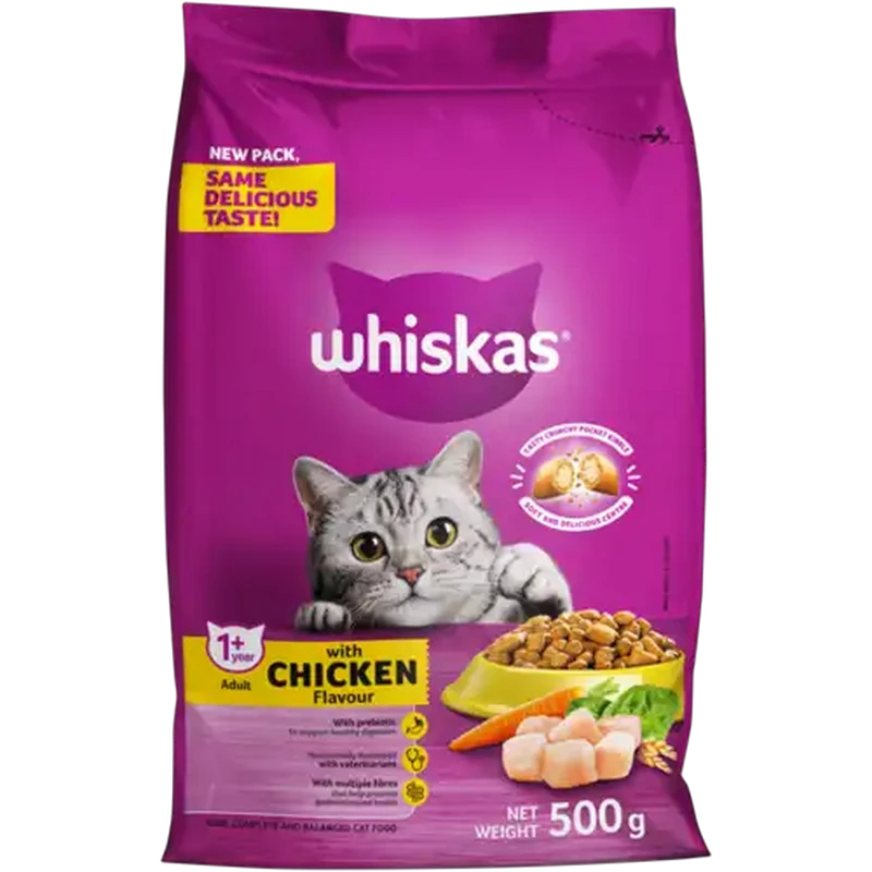 Whiskas Chicken Flavour Adult Dry Cat Food 500g