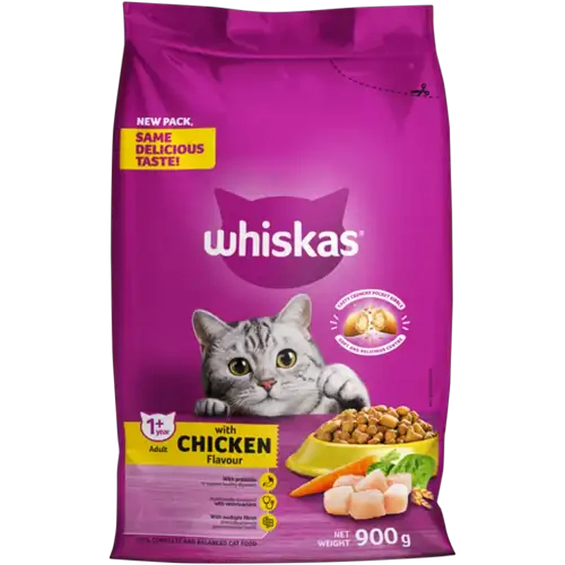Whiskas Chicken Flavoured Adult Dry Cat Food 900g