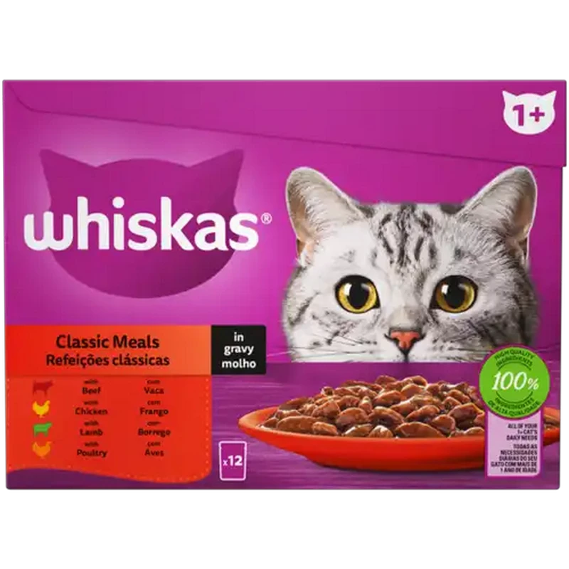 Whiskas Classic Meals In Gravy Wet Cat Food 12 x 85g
