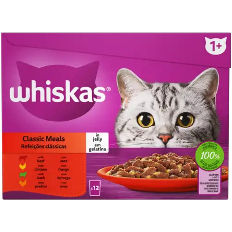 Whiskas Classic Meals In Jelly Wet Cat Food 12 x 85g